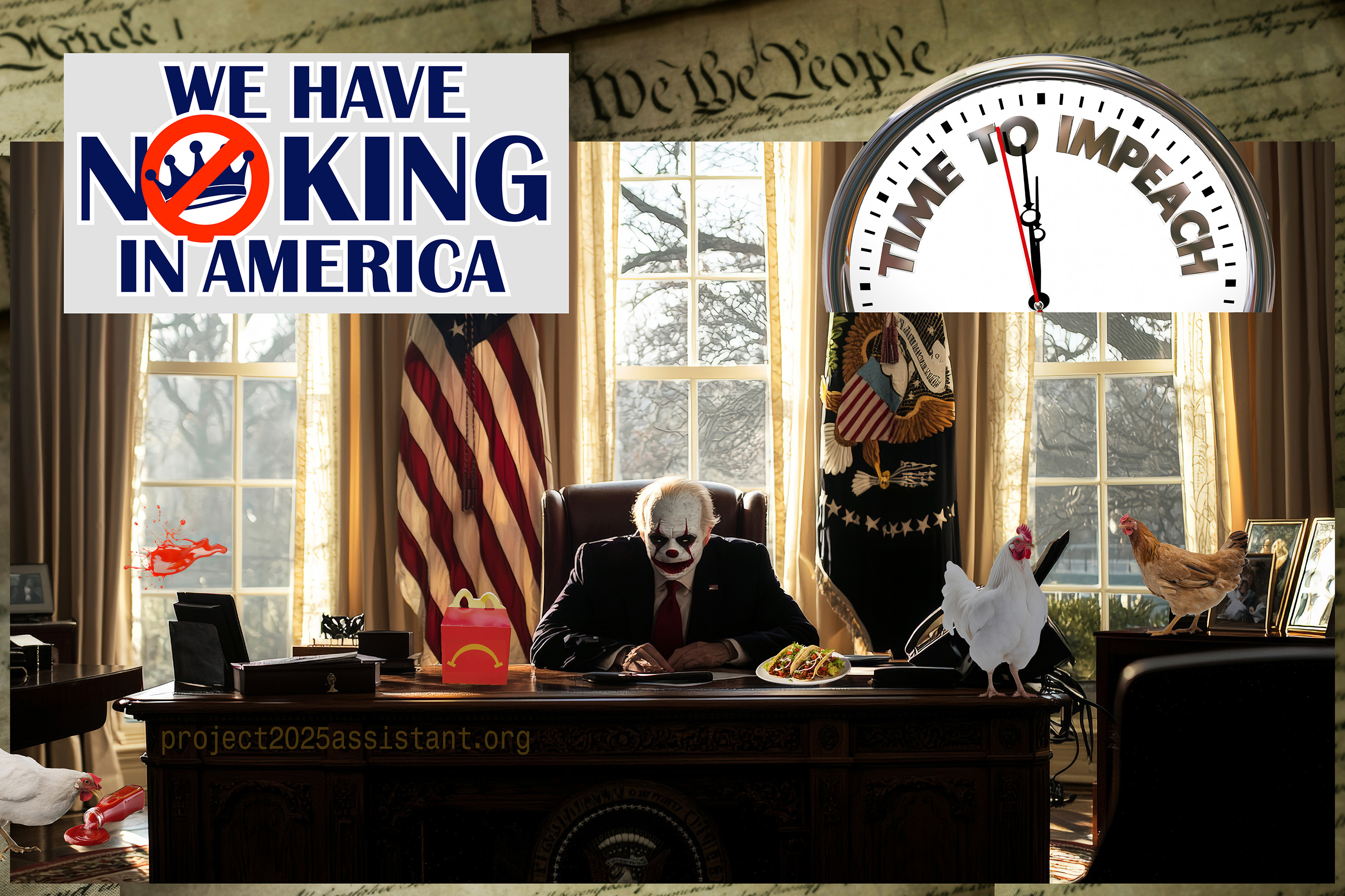 No Kings Clown Protest Sign